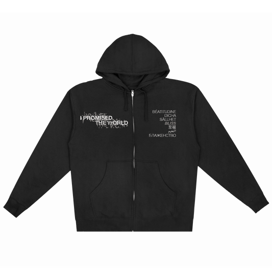 7 Languages Greyscale Zip Hoodie